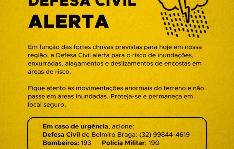 Defesa Civil de Vargem Alta emite alerta para o risco de tempestade até  sábado (16)